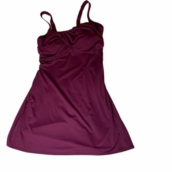 Land’s End Standard size swim Tankini Top long dress underwire Eggplant 10 DDD - Picture 7 of 16